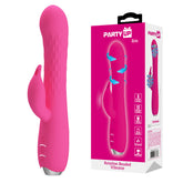 Party Up Eric Rotating Beads Vibrator 20.5 Centimeter USB Rechargeable Rabbit Vibrator with Rotating Bead Shaft Pink VIBRATORS-RABBIT-MULTI